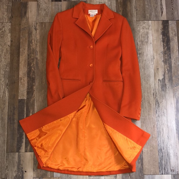 Charles Gray orange coat. Size 4 wool/cashmere. - Picture 2 of 5